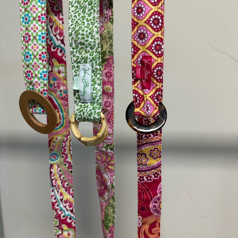 Vera Bradley Belt Bundle – 3 Reversible Fabric Ring Belts